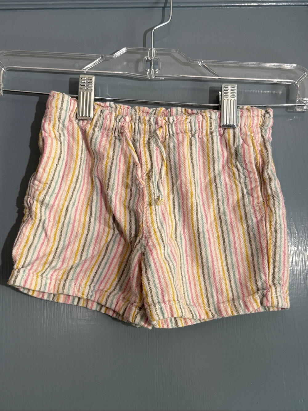 Old Navy Pastel Multi-Stripe Cotton Shorts - Pink, Yellow, Blue